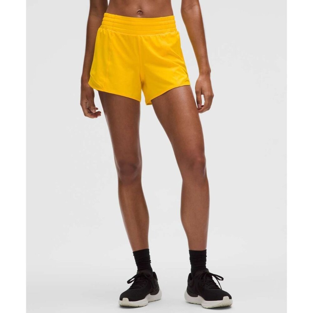 Lululemon Hotty Hot High-Rise Lined Running Shorts 4" Maize Yellow NwT